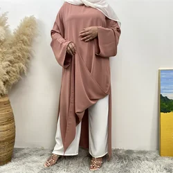 Middle East fashion new women's suit split clean color Dubai Turkish sleeved Muslim dress and pants suit