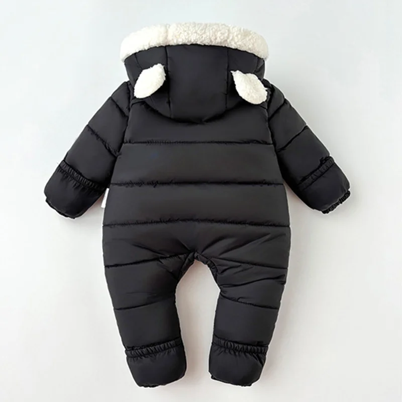 New Autumn and Winter Baby Plush Thick Double Zipper Hooded Baby Jumpsuit Double Zipper Bag, Handbag Foot New