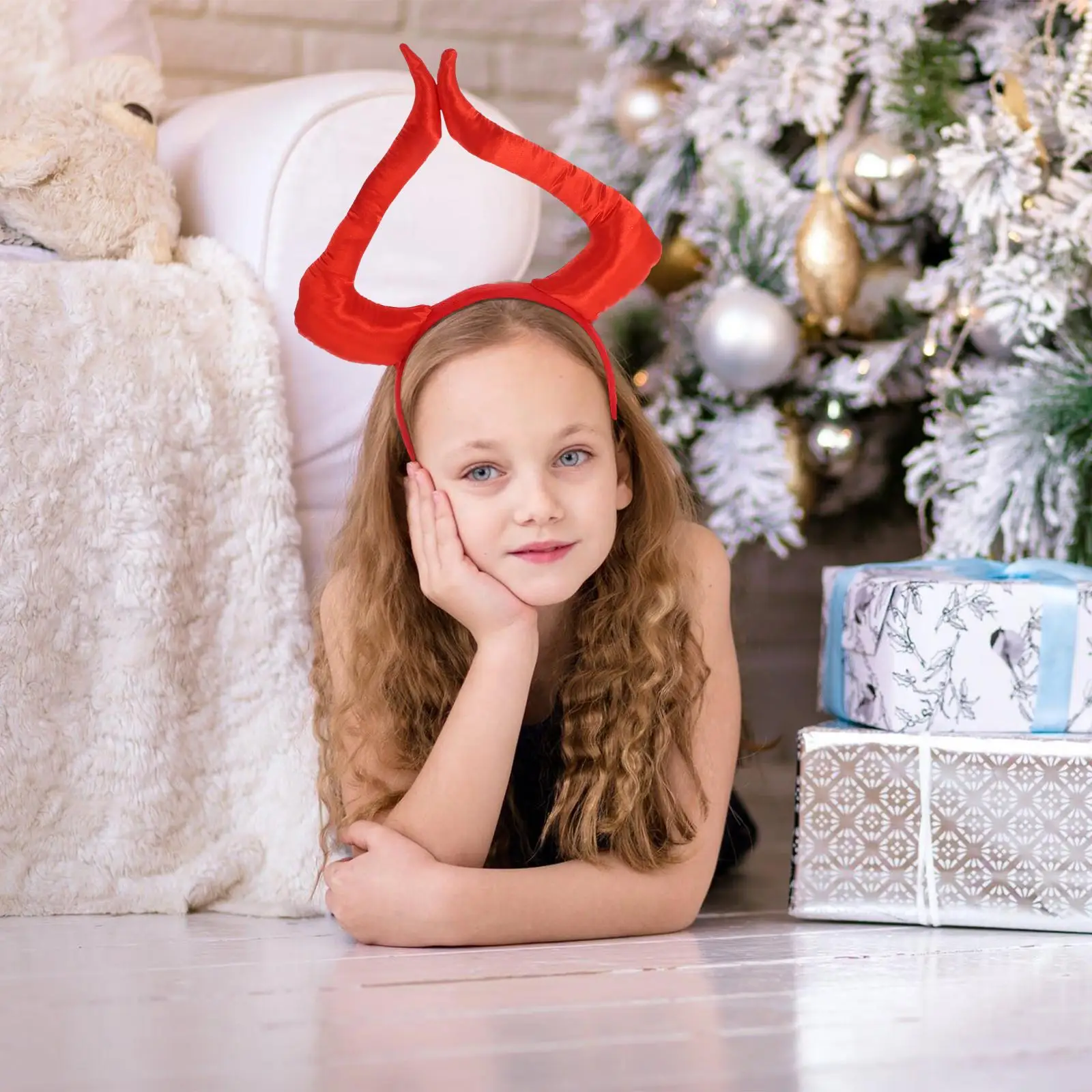 2 pçs demônio bandana cetim halloween cosplay traje acessórios feminino halloween chifre de vaca hairband orelhas conjunto festa