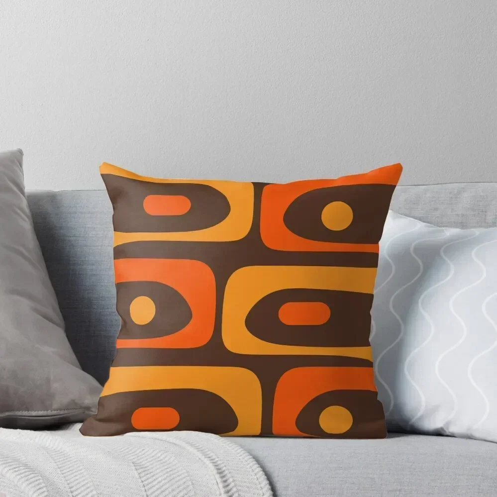 

Mid-Century Modern Piquet Retro Minimalist Abstract in 70s Brown and Orange Throw Pillow Luxury Sofa Cushions pillow