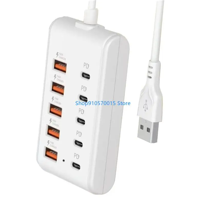 B95C 10 Port USB Charging Type C Expander Fast Charging Power Adapter Desktop Charging