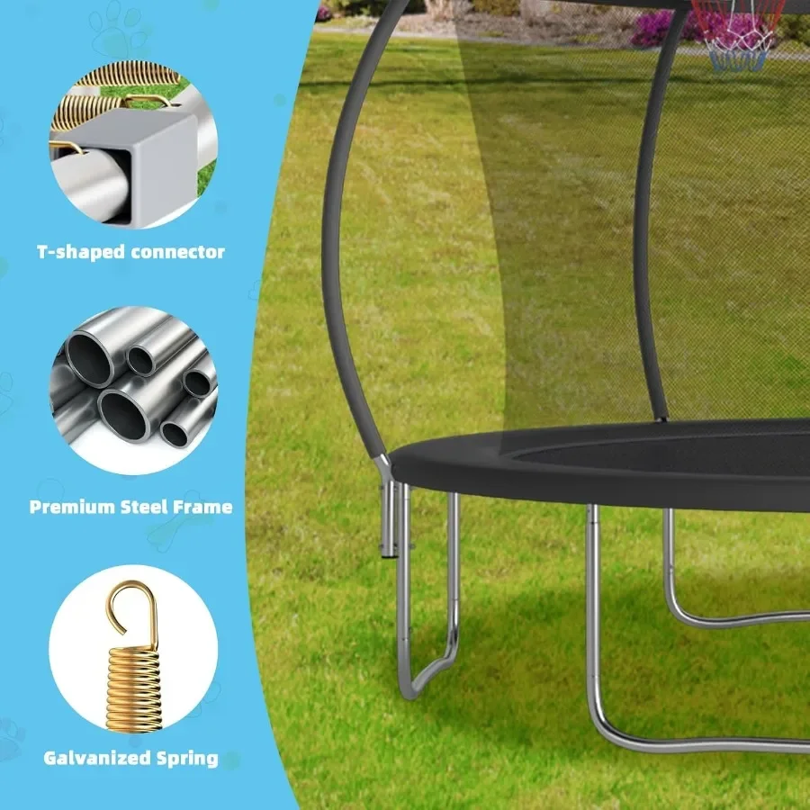 แทรมโพลีนกลางแจ้งขนาด 14 ฟุต 12 ฟุต 10 ฟุต 8 ฟุต สำหรับเด็กและผู้ใหญ่ พร้อมตาข่ายนิรภัย รับน้ำหนักได้สูงสุด 300-1000 ปอนด์ เหมาะสำหรับสนามหลังบ้าน