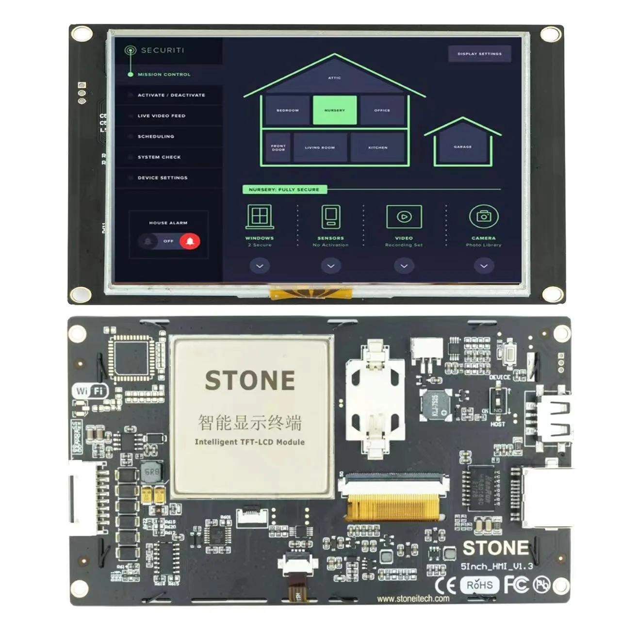Scbrhmi Intelligente Ik Serie: STWI070WT-01 5 "Resistive Touchscreen Met Behuizing Hmi Tft Lcd Module Display