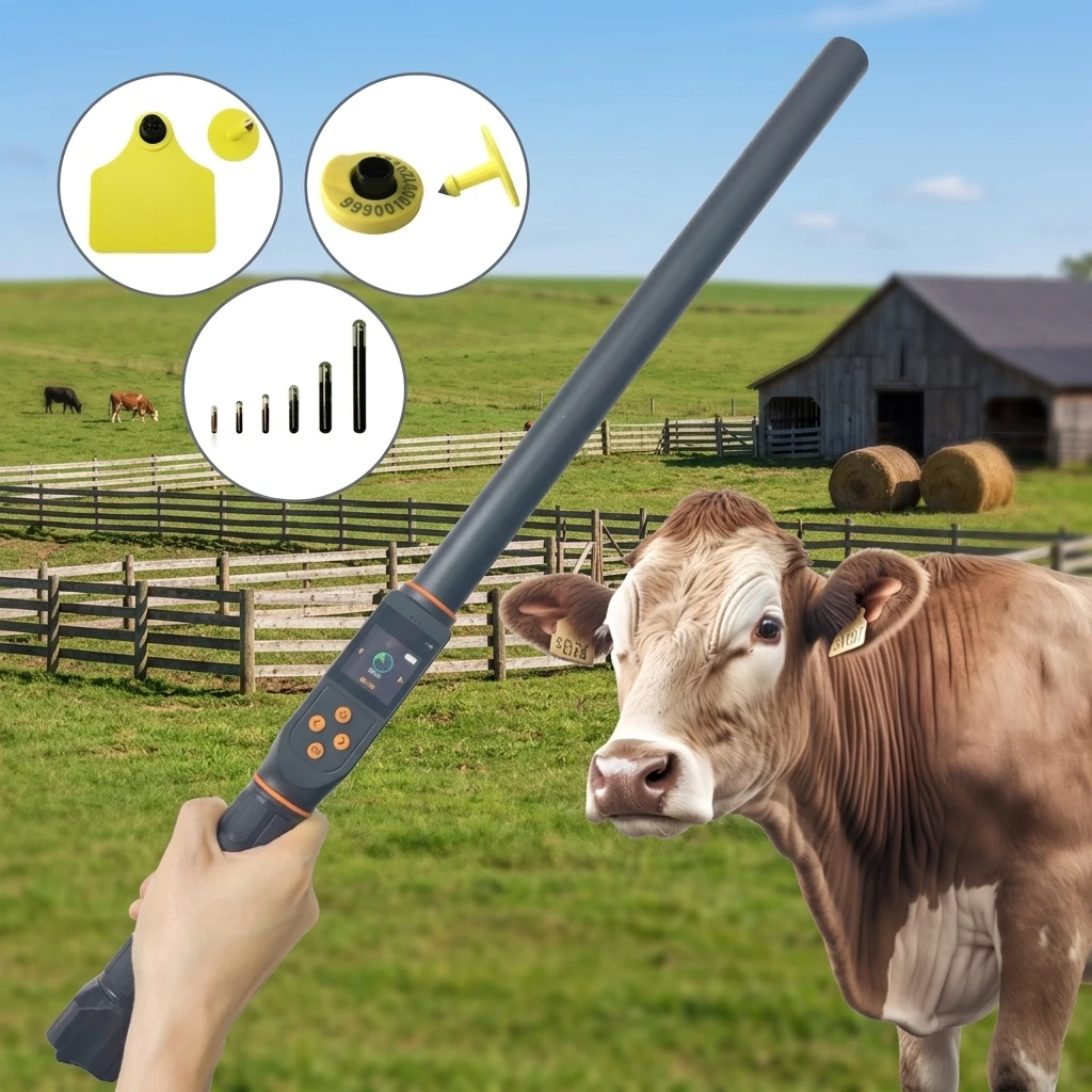 

134.2KHz HDX FDX-B Long Range RFID Stick Reader, ISO11784/11785 Compliant for Livestock Ear Tag & Microchip Identification