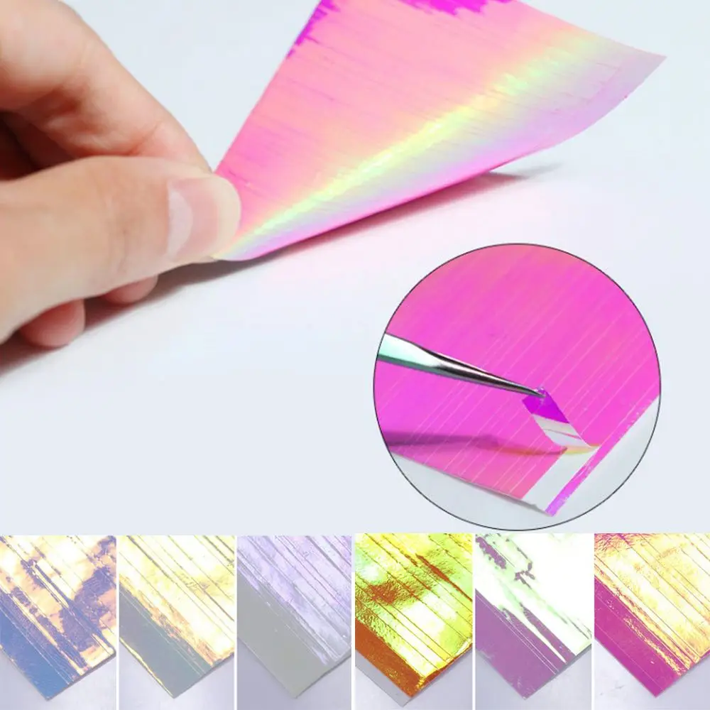Water Transfer Adhesive Decals Slide 3D Laser Ultra Thin Nail Stickers Nail Art Holographic Nail Foils