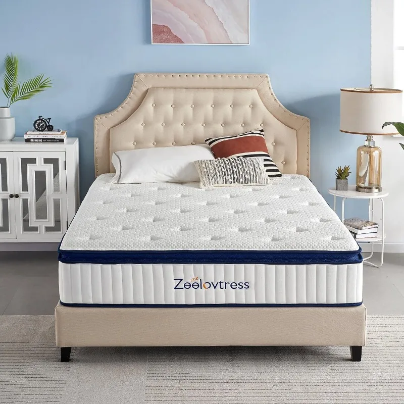 

Mattress 12 Inch Hybrid - Gel Memory Foam - Pocketed Springs - Medium Firm ， Back Pain Relief ，CertiPUR & Oeko