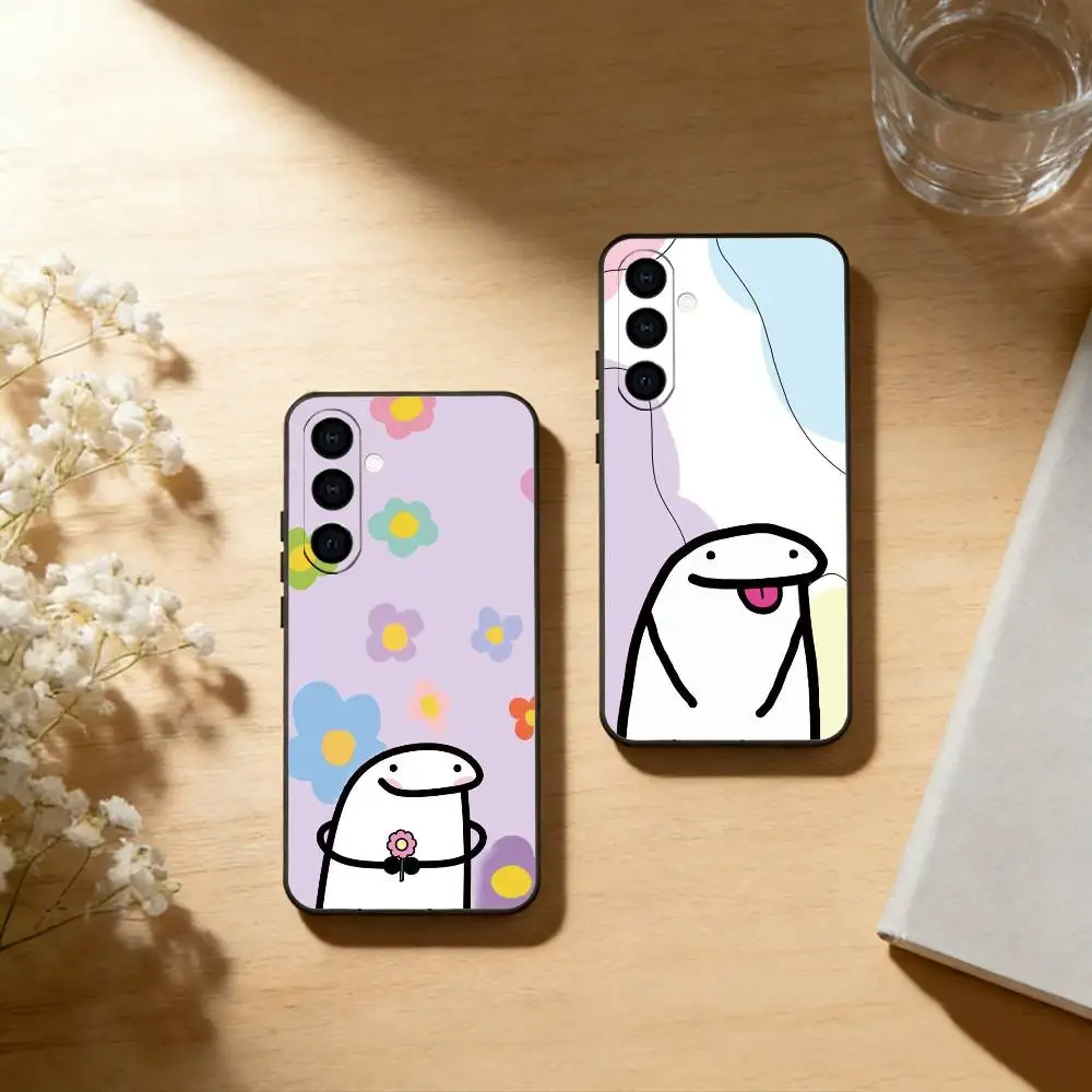 Funda de teléfono divertida Celular Flork, bonita, de silicona negra suave para Samsung Galaxy A73,A72,A71,A70,A53,A52,A51
