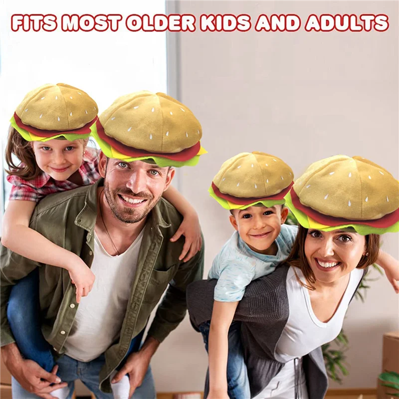ABBN-2X Funny Hamburger Hat,Fun Fast Food Hamburger Hat,Pizza Party Supplies Decorations,Crazy Silly Hat For Halloween