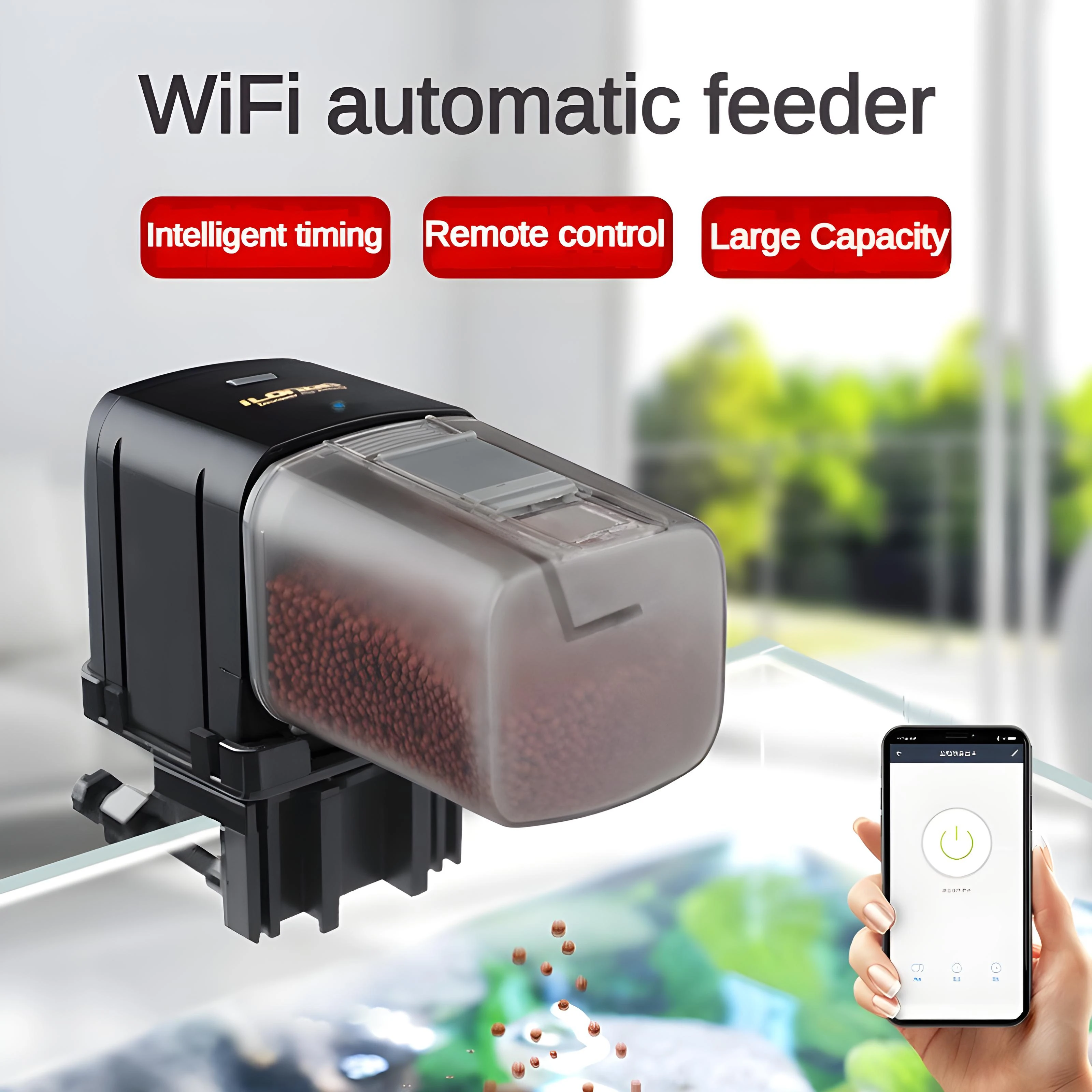 

Automatic fish feeder WiFi pet intelligent feeder fish tank timed feeding goldfish turtle aquarium feeder Battery powered