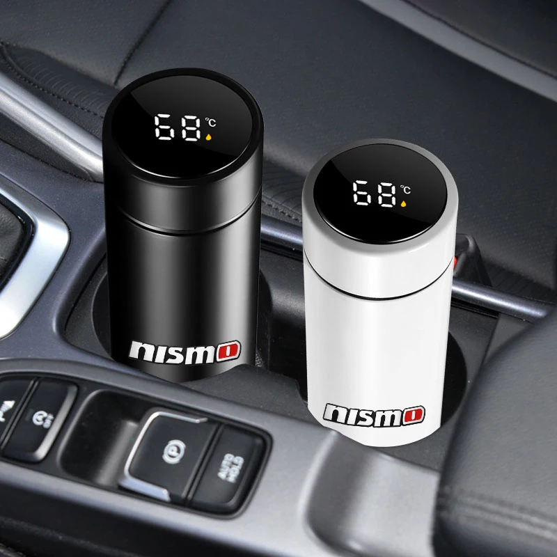 500ml Portable Car Logo Intelligent Stainless Steel Thermos Bottle For Nismo Logo Emblem R34 GTR Sylphy Teana X-trail 1 2 Qashqa