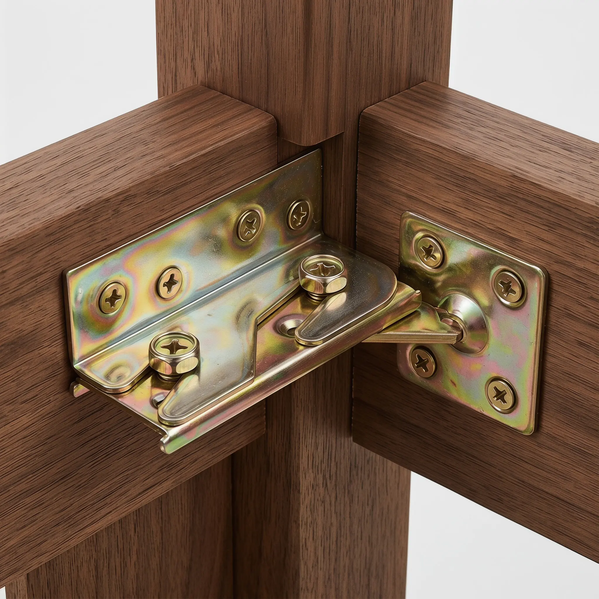 4Pcs Bed Rail Fittings Heavy Duty Rust Proof Yellow Zinc Plated Snap Connectors Bed Frame Headboard Footboard Repair Brackets