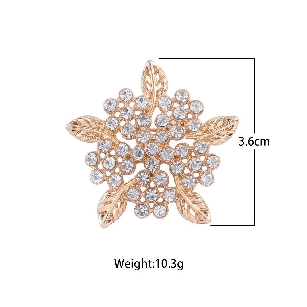 سيدة مثير كامل كريستال زهرة على شكل التلبيب دبابيس أنيقة حجر الراين زهرة ليف الزفاف الصدار دبابيس ذهبية