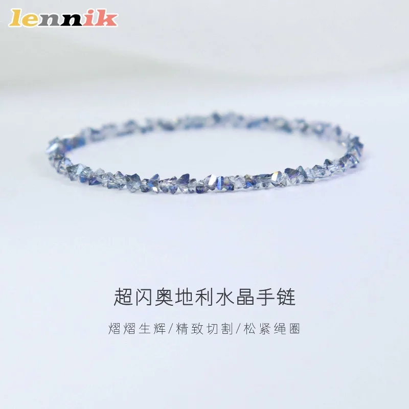 Ultra-thin Austrian Blue Crystal Bracelet Pink Champagne Ela