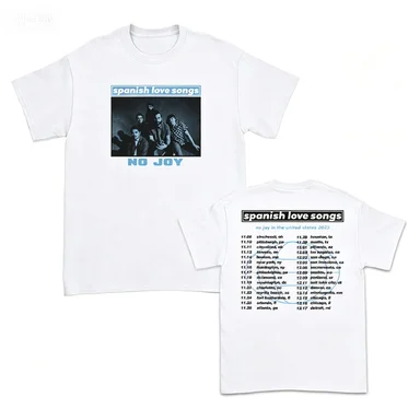 Spanish Love Songs No Joy Tour Double Sided Graphic Tee 2026 Indie Rock Band Men Vintage Concert Merchr Pure Cotton T-Shirt