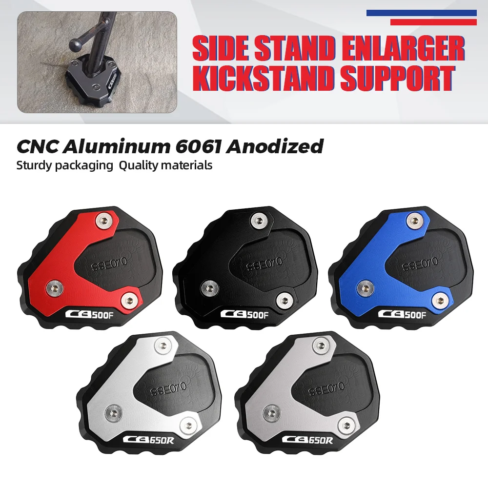 

For HONDA CB500X CB500F CB650R Neo Sports Cafe CBR500R CNC Kickstand Extension Foot Side Stand Pad Support Plate Enlarge Stand