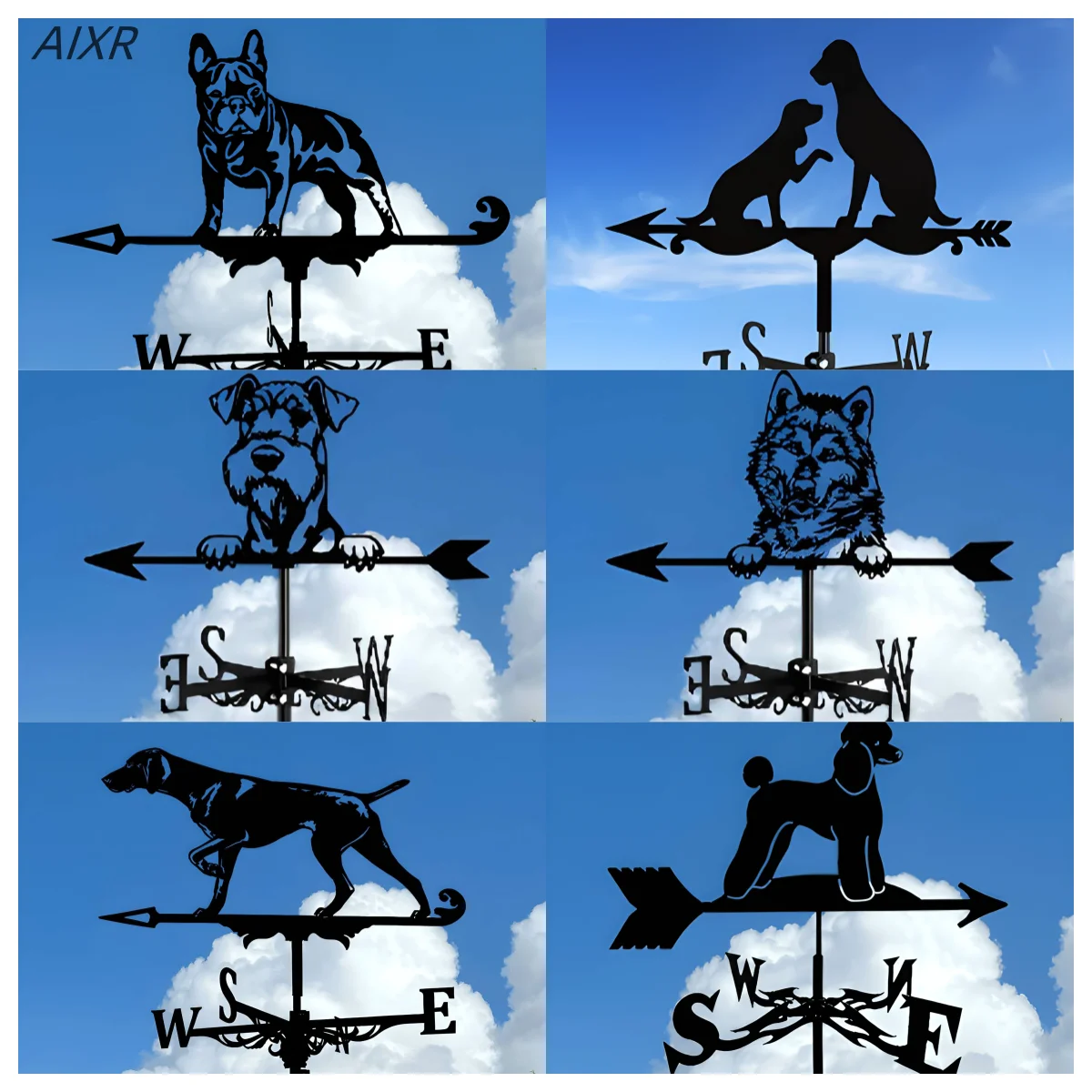 Pet Dog Weathervane Iron Art Garden Deco Roof Outdoor Park Zoo Road Sign Direction Sign Jungle Fence Home Decor Display Part