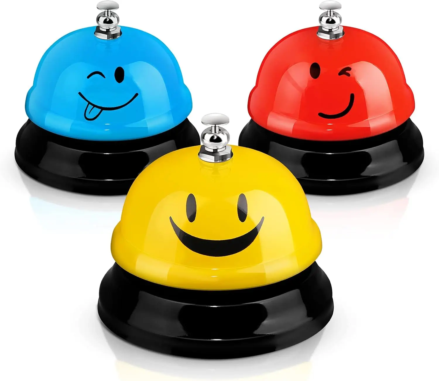 

3 Pcs Smile Face Desk Bell for Service with Metal Ringer, Cute Call Bell for Kitchen Hotel Restaurant Classroom