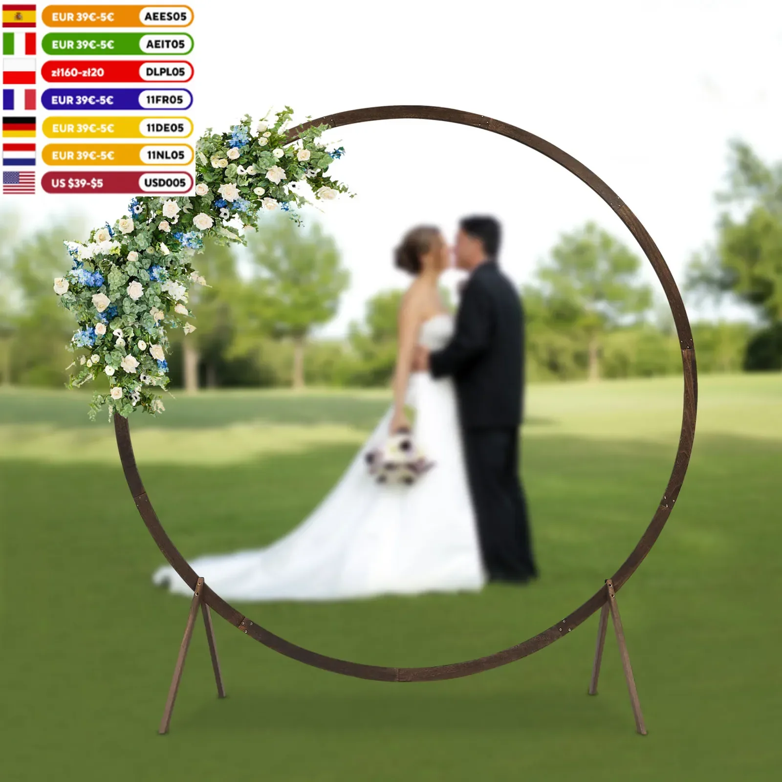 2.19m/7.2ft Arch Climbing Plants Flower Backdrop Stand Round Rack Wedding Ceremony Outdoor Venue Decor For Photography