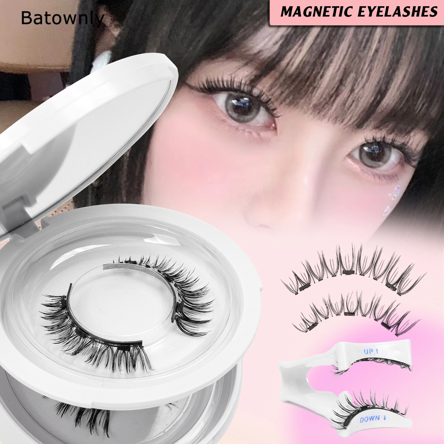 2 Pairs of Magnetic Eyelashes Set, Female Idol Style False Eyelashes, U-Shaped, Korean Idol Style Eyelashes, Natural Long Magnetic False Eyelashes Set, Comes with Mirror and Eyelash Curler, Reusable, Waterproof, No Glue Needed, Suitable for Sensitive Eyes, Easy to Apply and Remove, Convenient to Carry When Traveling or Dating