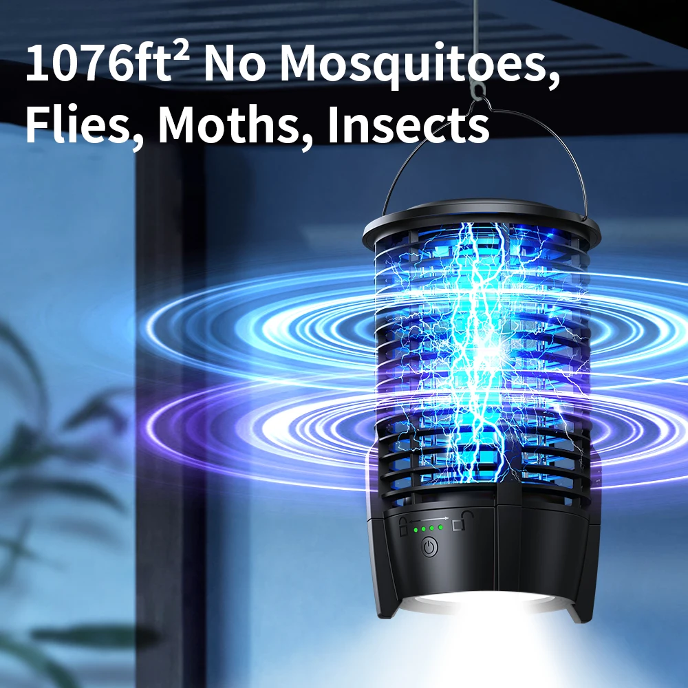 Outdoor Portable Waterproof Bug Zapper - Mosquito Repellent Lamp for Bedroom Home & Pest Control