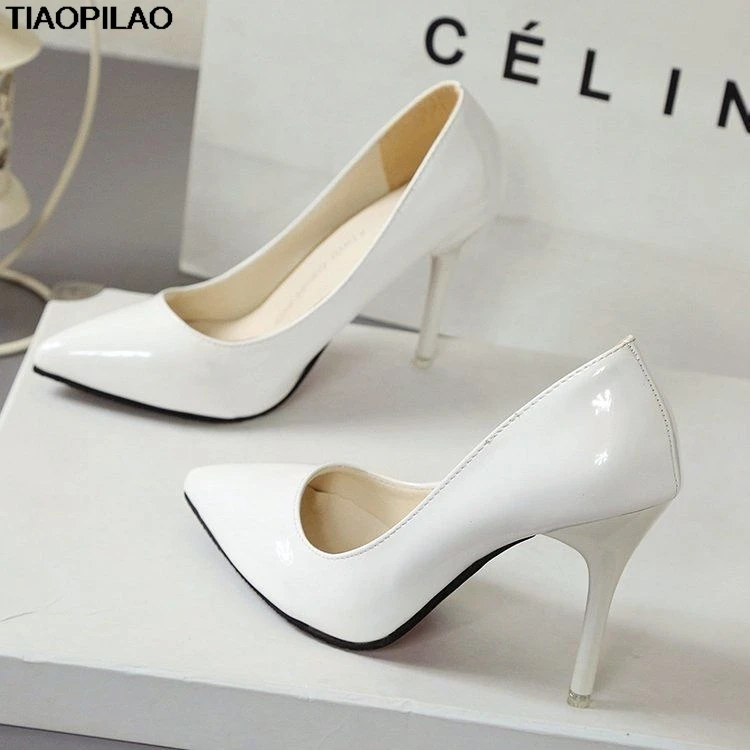 

Office Occupation Women's High Heels Sexy Banquet Wedding Ladies Single Shoes Spring And Autumn White Black Red Female Shoes