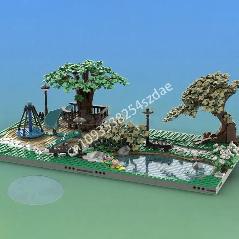 

1818 шт. MOC пруд и игровая площадка, набор строительных блоков для взрослых, кирпич для подростков, коллекционная детская модель, рождественская игрушка в подарок