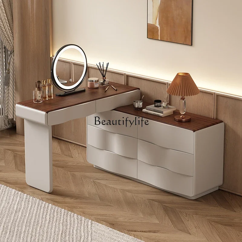 

yj25 Cream Style Simple Dressing Table Light Luxury Chest of Drawers Integrated Makeup Table High-end Bedside Storage Cabinet