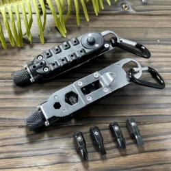 Mini portable cycling repair combination tool, magic screwdriver with flashlight, multifunctional screwdriver, bottle opener