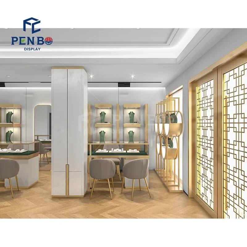 custom.Jewelry Shop Decor Modern Design Idea Glass Wall Display Shelf Jewelry Shop Set up Jewelry Store showcase Furniture