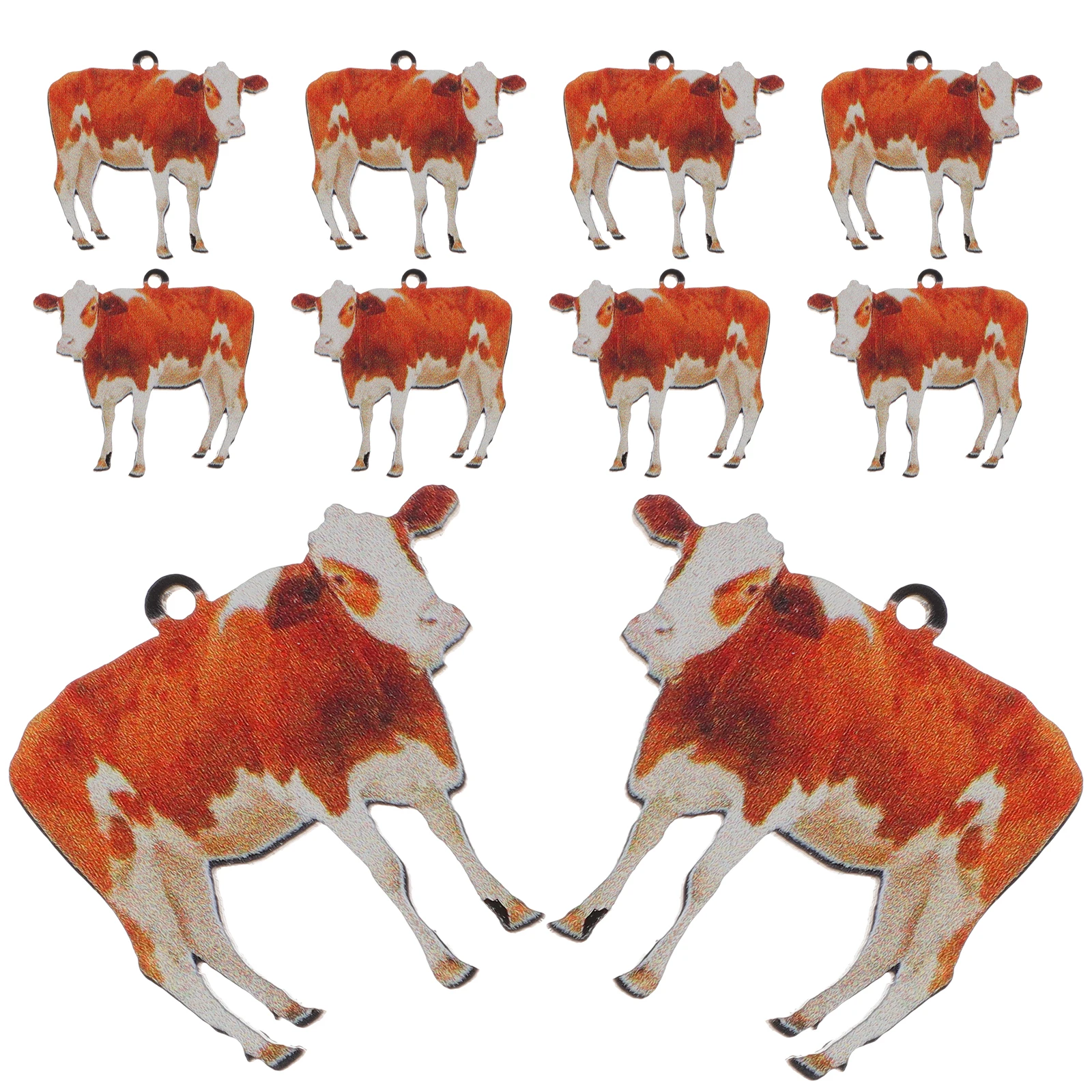 

20 Pcs Animals Cow Pendant Cute Theme Bead Beads for Bracelets Charms Jewelry Making Acrylic Farm Shaped