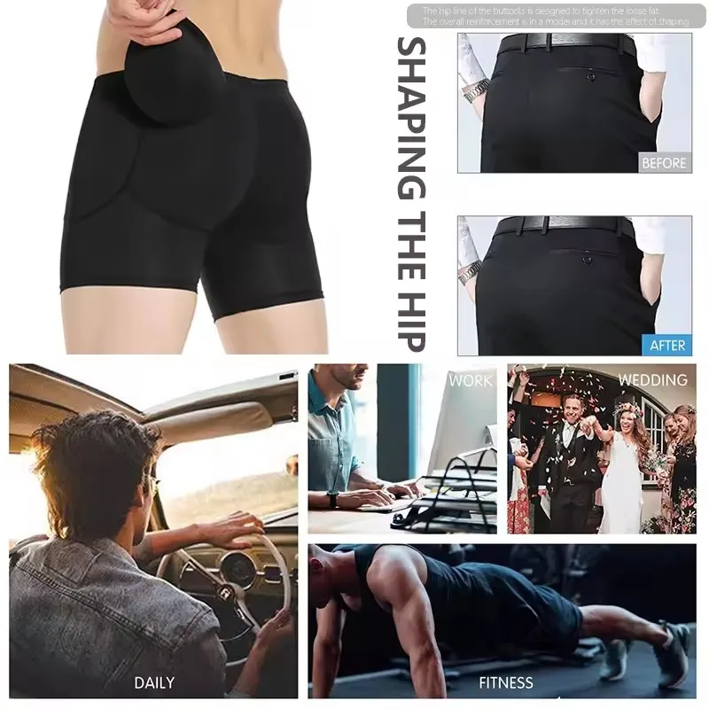 الرجال مبطن الورك محسن الغنيمة الداعم مصبوب بويشورت ملابس داخلية الملاكم رجل الثنية في منصات الورك بعقب رافع السراويل ملابس رياضية #5