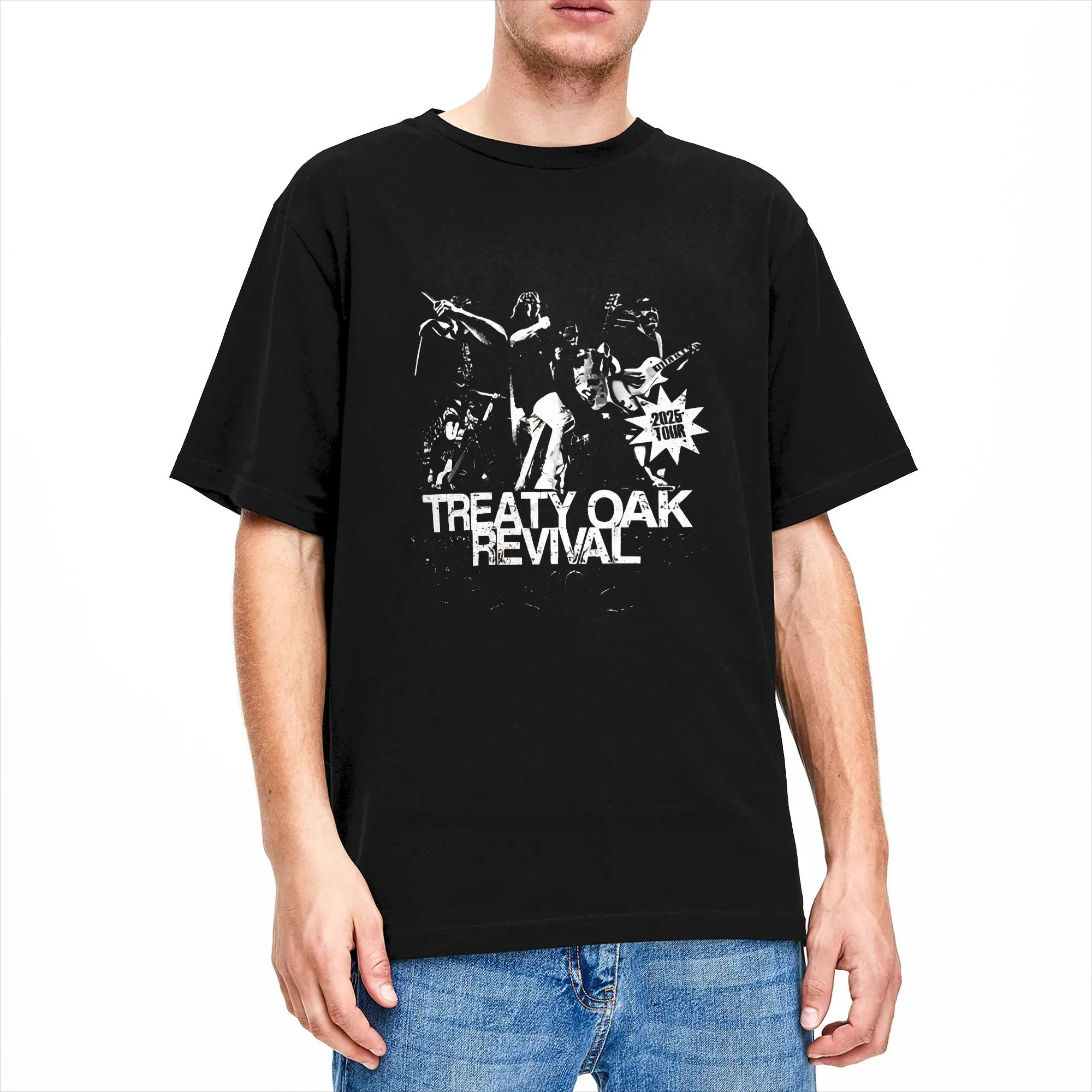 Country Music Band Treaty Oak Revival Men T Shirt Vintage Tee Shirt Short Sleeve O Collar T-Shirt Cotton Graphic Printed Tops