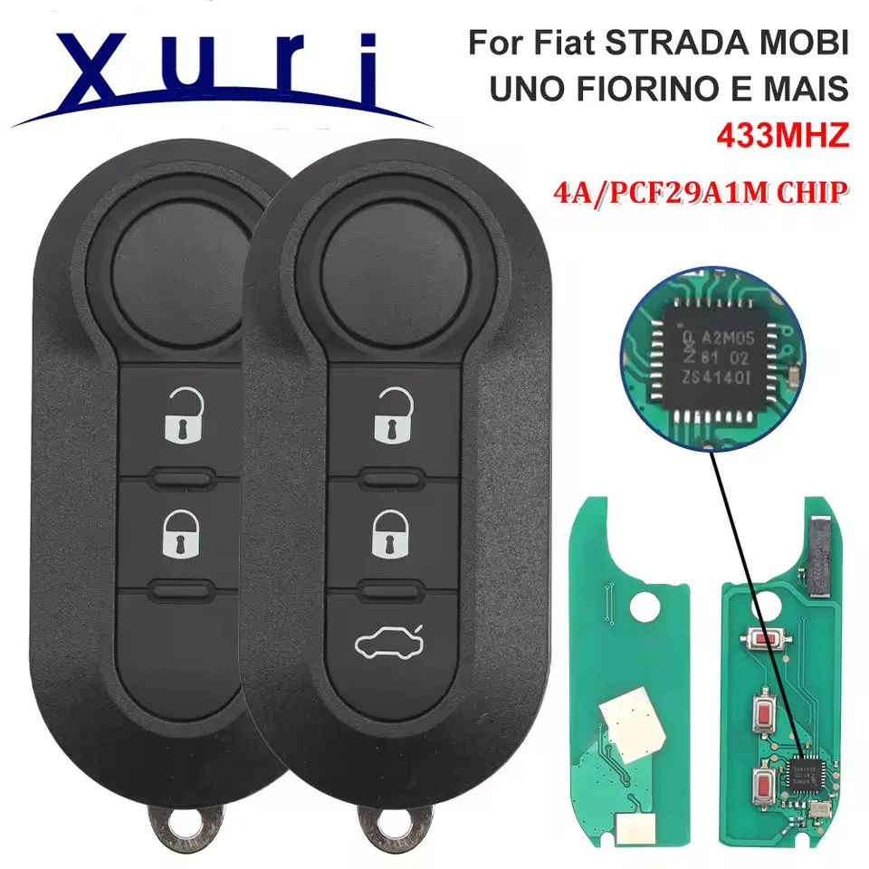 Xuri Replacement Folding Flip Remote Car Key FOB 2/3Buttons 433.92 MHz 4A/29A1M CHIP For Fiat STRADA MOBI UNO FIORINO E MAIS