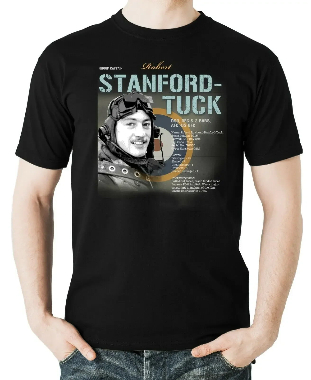

Robert Stanford-Tuck Royal Air Force Aces Aviation T-Shirt 100% Cotton O-Neck Short Sleeve Summer Casual Mens T-shirt Streetwear