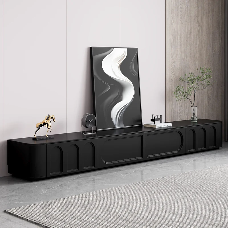 

Solid wood tv stand black platform cabinet living room household French floor standing Tv table center Interior home furniture
