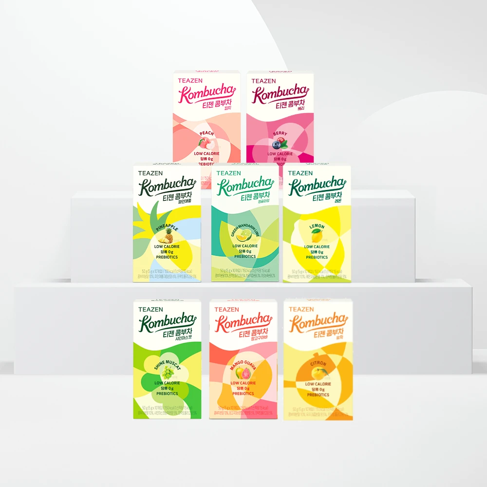 Teazen Kombucha Best Set of 8 (Lemon/Berry/Guyiza/Peach/Raspberry/Shinnmuscat/Mugoguaba/Pineapple)