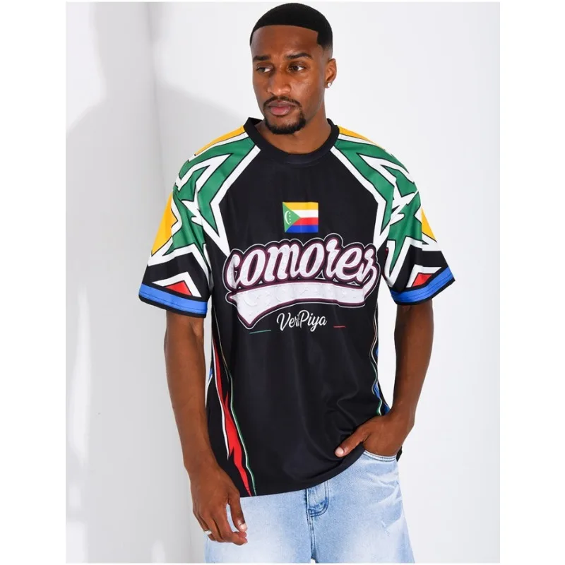 2026 Hot Summer Comoros Breathable Soccer Fan Jersey National Team Football Fitness Training Breathable Sports Tshirt Unisex Top