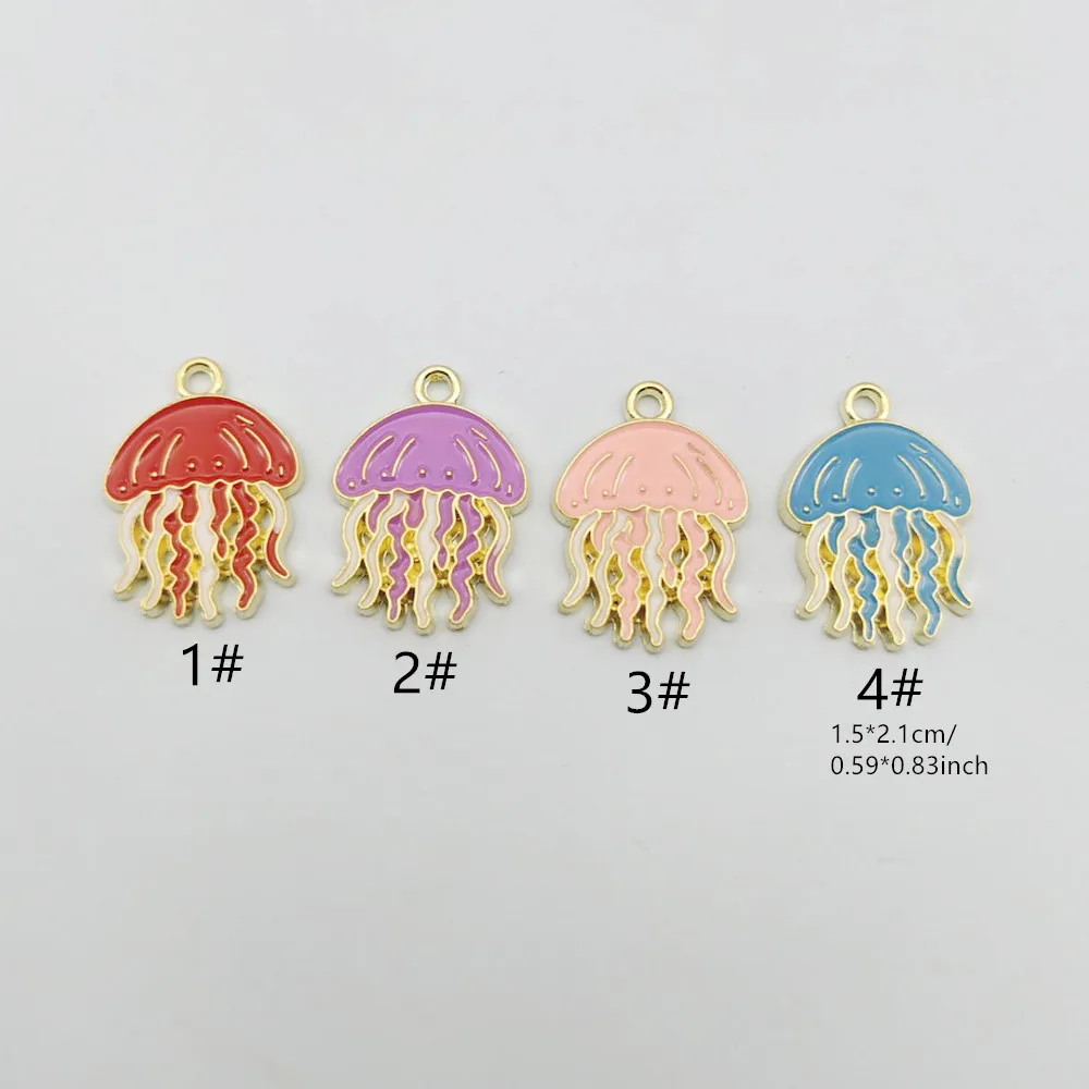10pcs Ocean Jellyfish Charm for Jewelry Making Accessories Diy Earring Bracelet Keychain Pendant Alloy Metal Gold Plated