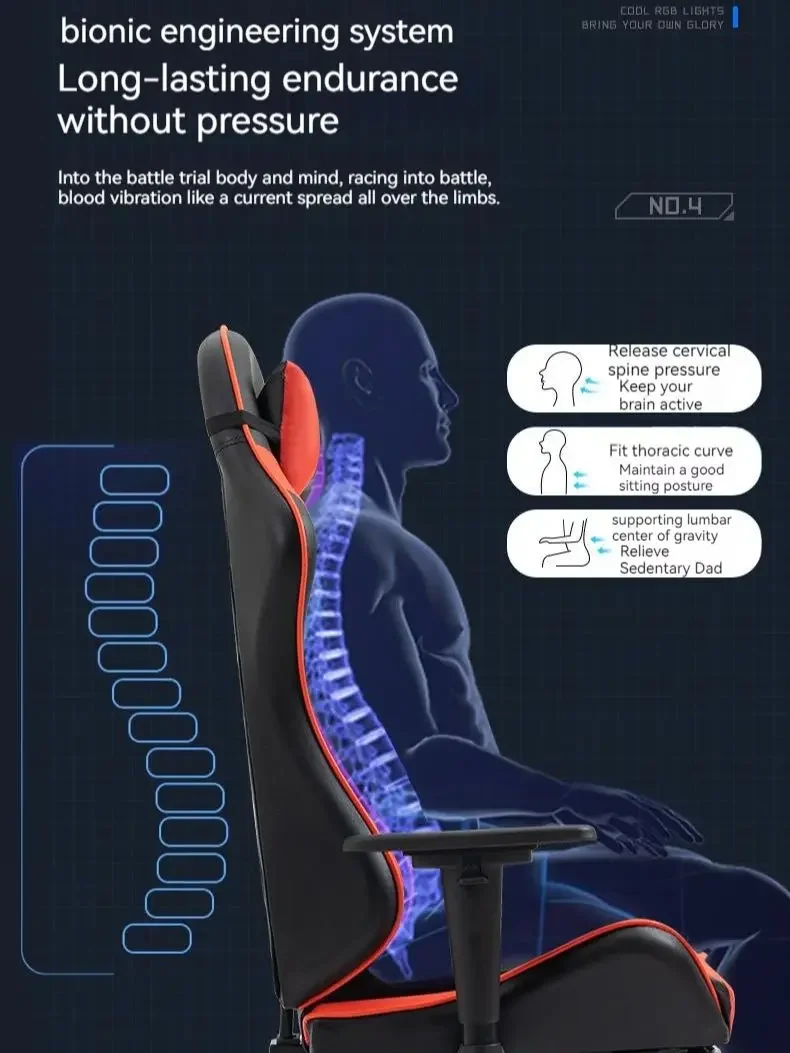 Home Gaming  Comfortable Ergonomic  Seat Anchor Racing  Can Lie Down Lift Computer Chair