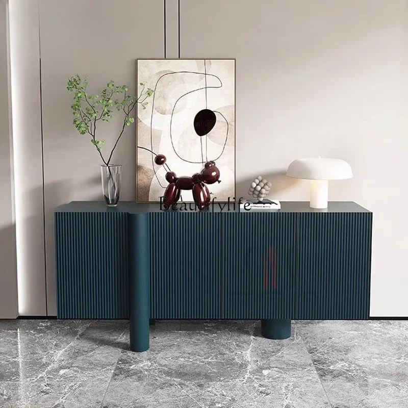 

FG52Nordic custom side cabinets dark green paint matte engraving light luxury entrance cupboards