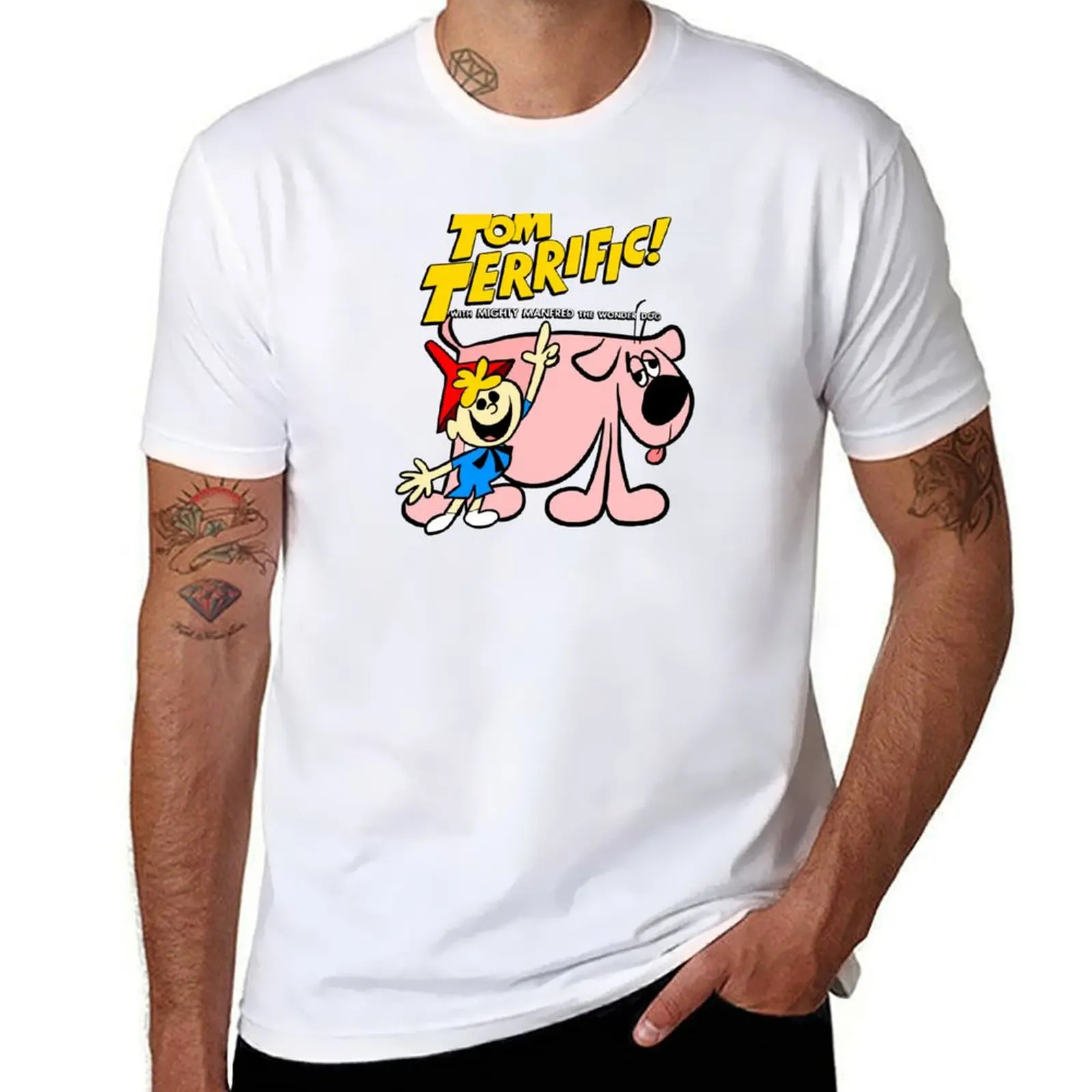 Tom fantastique avec puissant Manfred le chien merveux T-Shirt homme t-shirts coton homme t-shirts pour hommes T-Shirt
