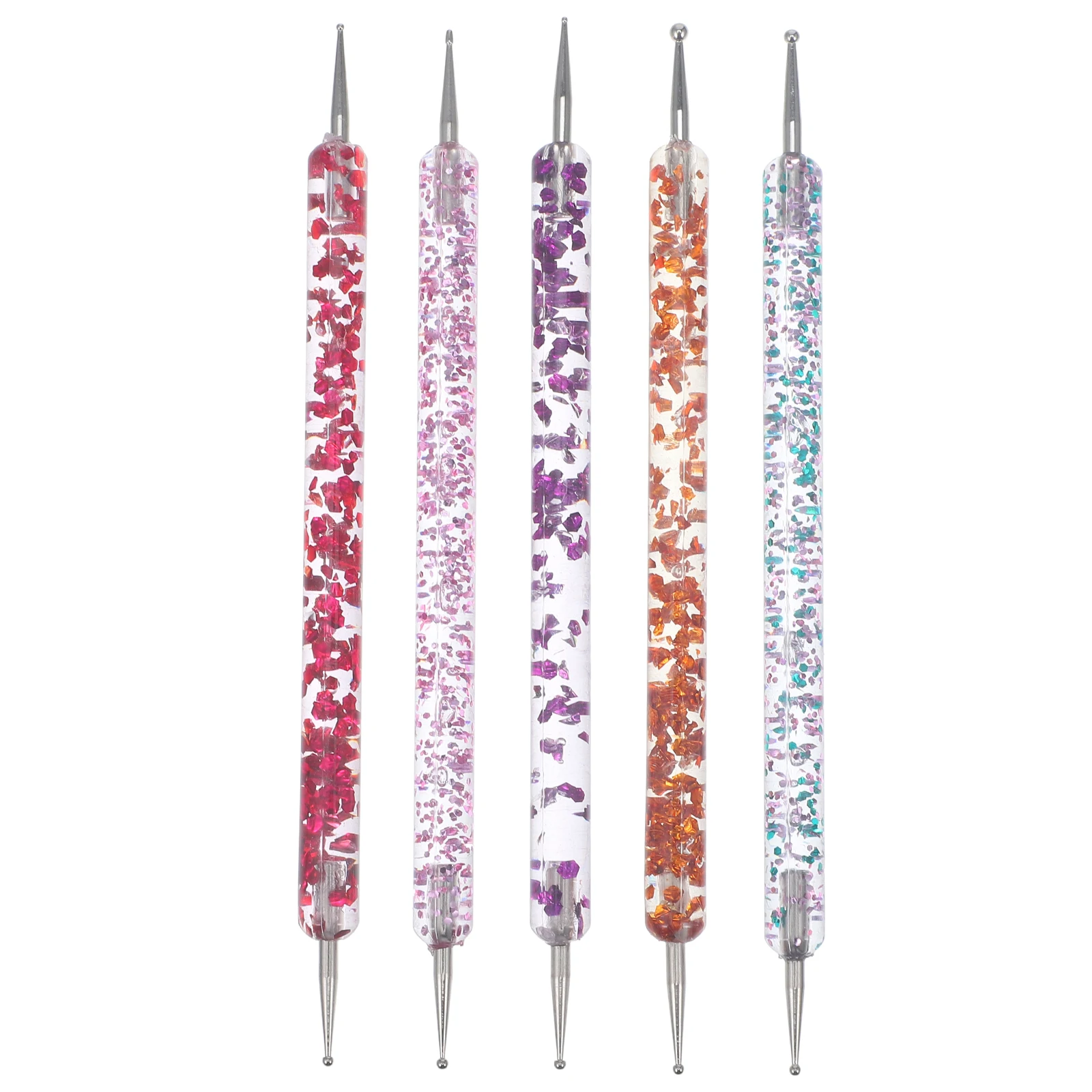 5 個ネイルアートツールセットデュアルエンドドットペンアクリルマニキュア用ラインストーンピッカーシリコーンペン初心者サロン Diy 装飾ネイル