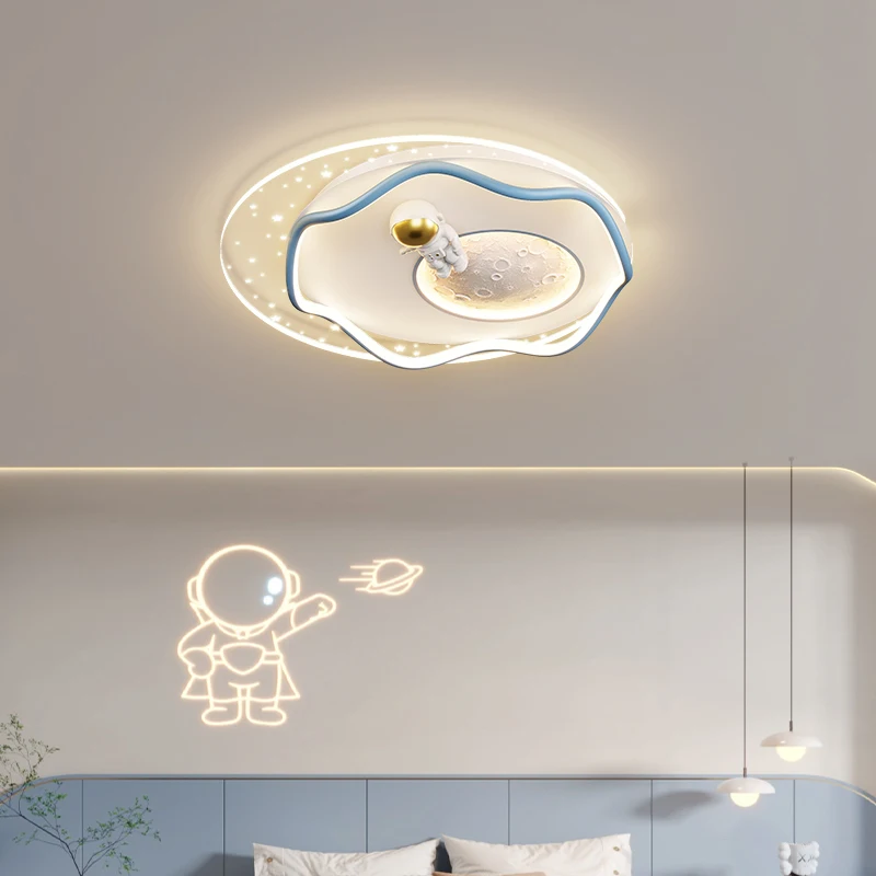 Imagem -04 - Modern Space Astronaut Led Ceiling Lights para Crianças Quarto Desenhos Animados Estrela Terra Lua Lustre para Menina Crianças Bebê Decor Lamp Menino Quarto