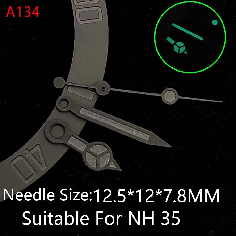 Kit di modifica luminosa per NH35 caliber A130 ~ A136 lancette dell'orologio, orologio NH35 lancette luminescenti verdi Super luminose