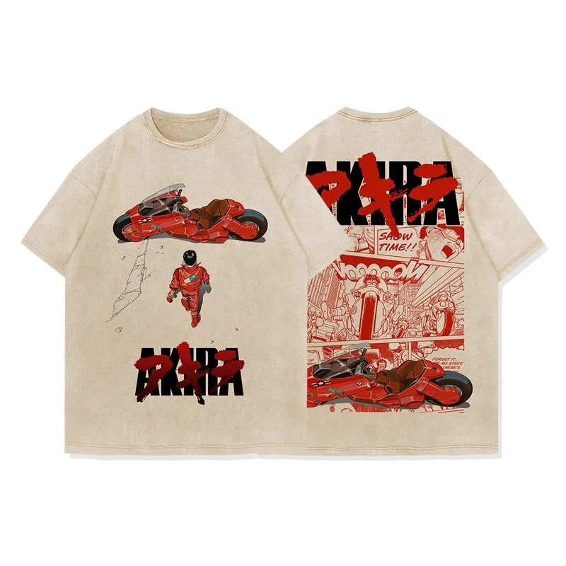 Akira Anime T-shirt à manches courtes pour hommes T-shirt graphique Streetwear Vintage coton lavé été haut décontracté japonais Manga Y2k vêtements