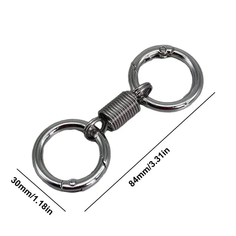 Double Ring Keychain Retro Safe Spring Shaped Zinc Alloy Keychain 360 Degrees Rotatable Multifunctional Key Chain for Bags Totes