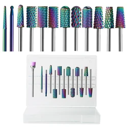 Rainbow Carbide Tungsten Nail Drill Bit Medical Stainless Steel Manicure Cutters Cuticle Clean Nail Drill Accessories Care Tools