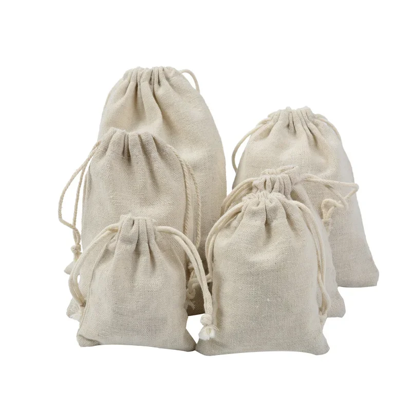 Cotton Linen Drawstring Storage Bag Gift Jewelry Candy Sundries Storage Bag Pouch Travel Baggage Clothes Makeup Organizer Case