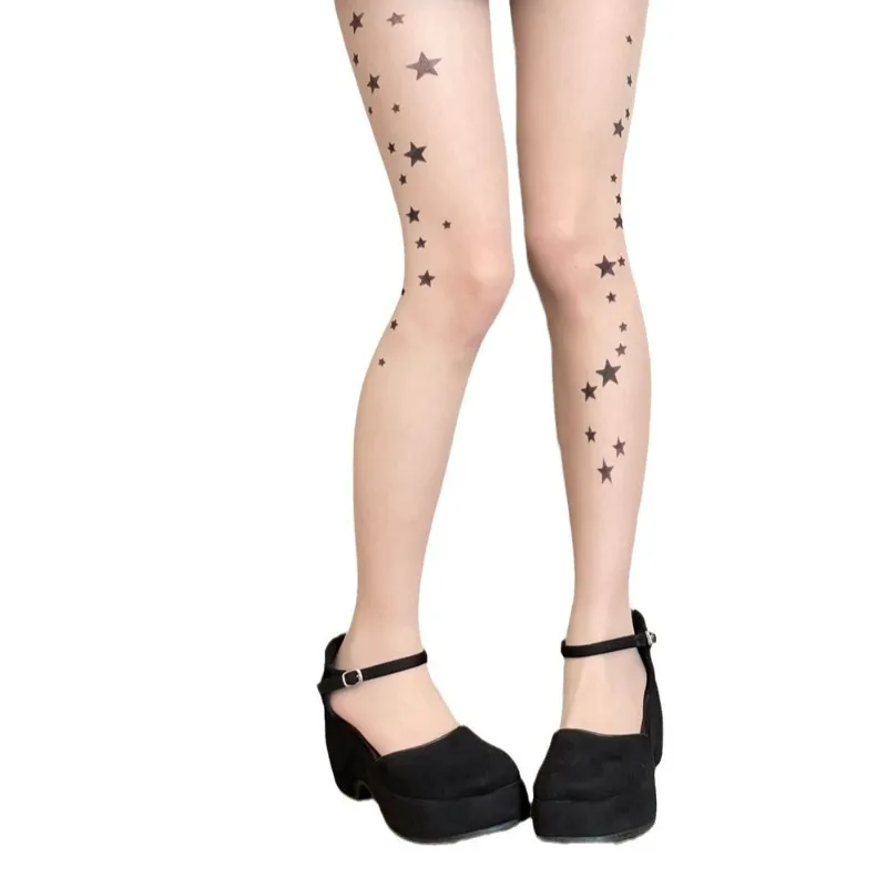 Calze con stampa stelle Collant con stampa Leggings Lolita JK Leggings gotici per feste cosplay