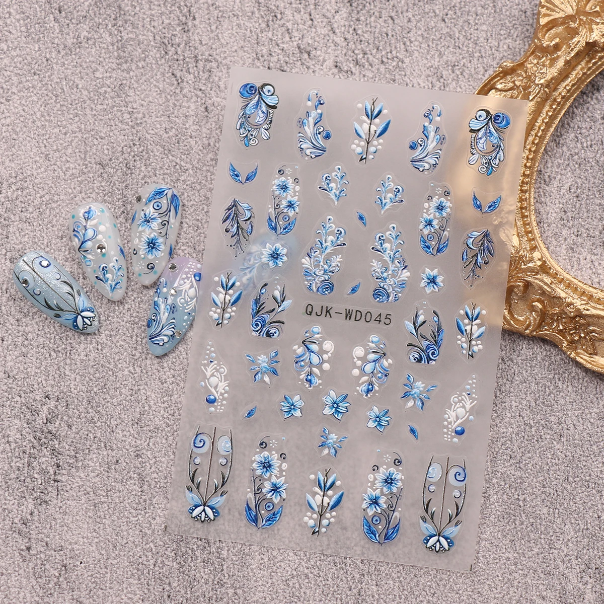 2 uds pegatinas de decoración de uñas en relieve con patrón bohemio, calcomanías artísticas para decoración de uñas, fácil de aplicar, bricolaje, regalo, maquillaje de fiesta